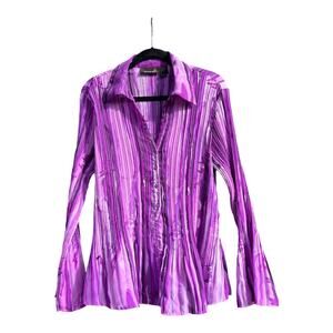 Vintage Ashley Stewart Purple Swirly Button Down 90s Abstract Novelty Shirt